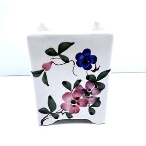 Jay Willfred Hand Painted Floral Ceramic Planter Square Pot 6 Inch